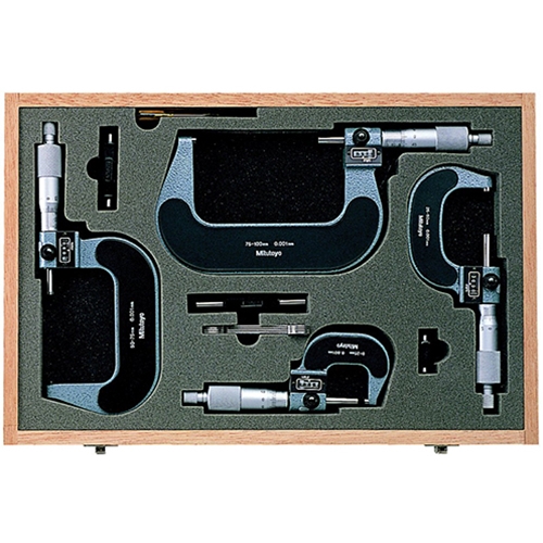 Mitutoyo 193-902 Outside Micrometer Set, 0 to 100 mm, 0.01 mm