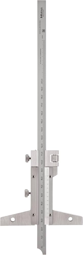 Mitutoyo 527-102 Vernier Depth Gauge, 0-200mm Range, 0.02mm Vernier Reading