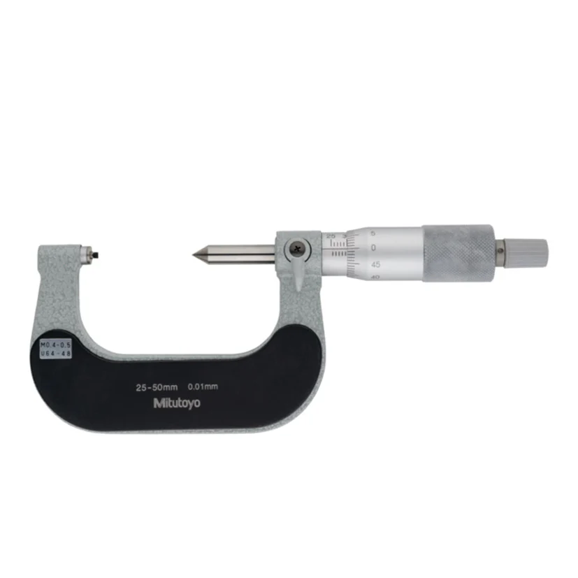 Mitutoyo 125-106 Screw Thread Micrometer, 25 to 50 mm