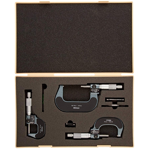 Mitutoyo 193-901 Outside Micrometer Set, 0 to 75 mm, 0.01 mm