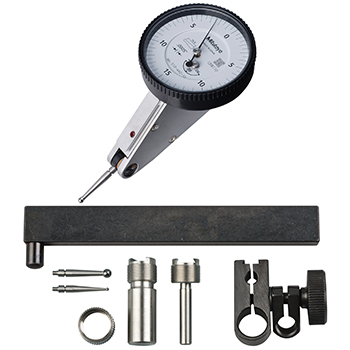 Mitutoyo 513-442-10T Horizontal Dial Test Indicator, Tilted Full Set, 0.06" Range