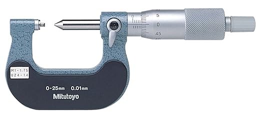 Mitutoyo 125-103 Screw Thread Micrometer, 1 to 1.75 mm/24-14TPI