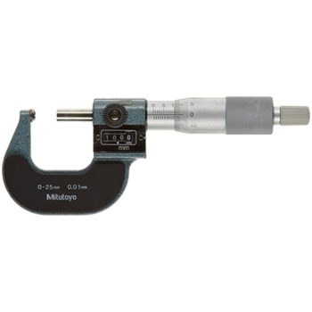 Mitutoyo 295-115 Series 295 Spherical Face Micrometer with digit counter, 0 to 25 mm, metric