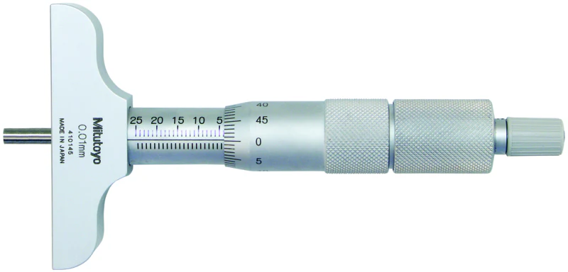 Mitutoyo 129-129 Mechanical Depth Micrometer with Interchangeable Rods, 0 to 2"