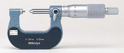 Mitutoyo 125-113 Screw Thread Micrometer, 25 to 50 mm, 1 to 1.75 mm/24-14TPI