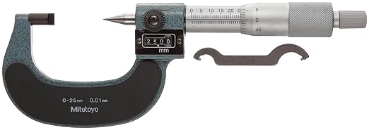 Mitutoyo 142-402 Series 142 Crimp-Height Type Micrometer with digit counter, 0 to 25 mm