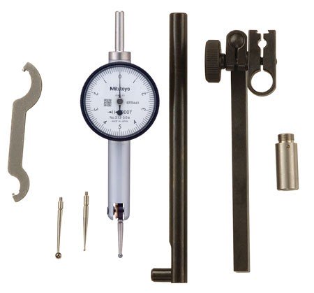 Mitutoyo 513-512-10T Series 513 Pocket Full Dial Test Indicator Set, 0.02", SAE