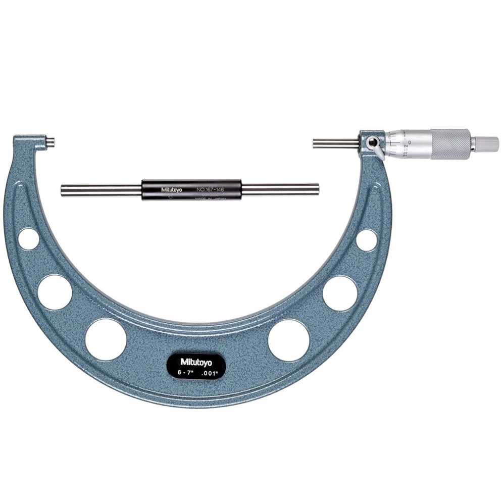 Mitutoyo 103-183 Series 103 Outside Micrometer with ratchet stop, 6 to 7", 0.001"