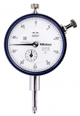 Mitutoyo 2514AB Series 2 Standard Flat-Back Dial Indicator, 0.5", SAE