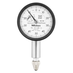 Mitutoyo 1921AB-10 Series 0 Compact Flat-Back Dial Indicator, 0 to 0.1", 0.001" graduation