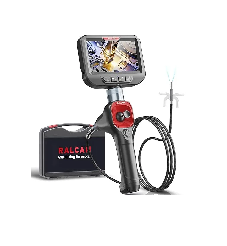 RALCAM F606B 360 Articulating Borescope 4-Way Joystick Articulation Inspection Camera IP67 6.2MM HD Steerable Endoscope With LED