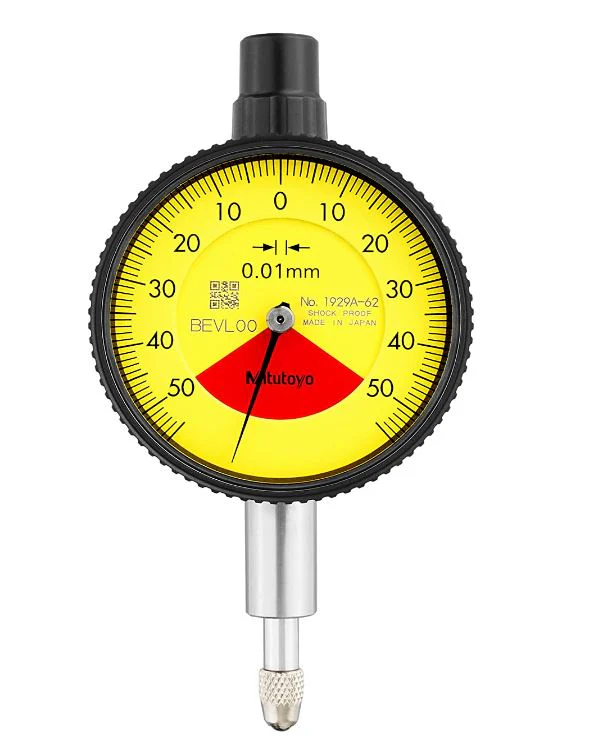 Mitutoyo 1929A-62 Series 1 Compact One Revolution Dial Indicator with lug back, 0 to 1, metric, waterproof
