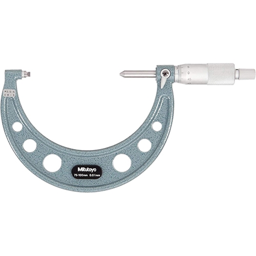 Mitutoyo 125-117 125 Series Screw Thread Micrometer, 75 to 100 mm range, 1 to 1.75 mm/24 to 14 TPI screws