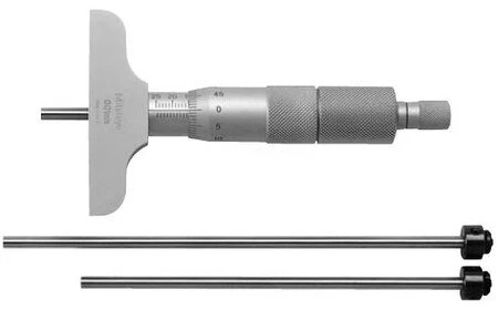Mitutoyo 129-113 Mechanical Depth Micrometer with Interchangeable Rods, 0 to 50 mm