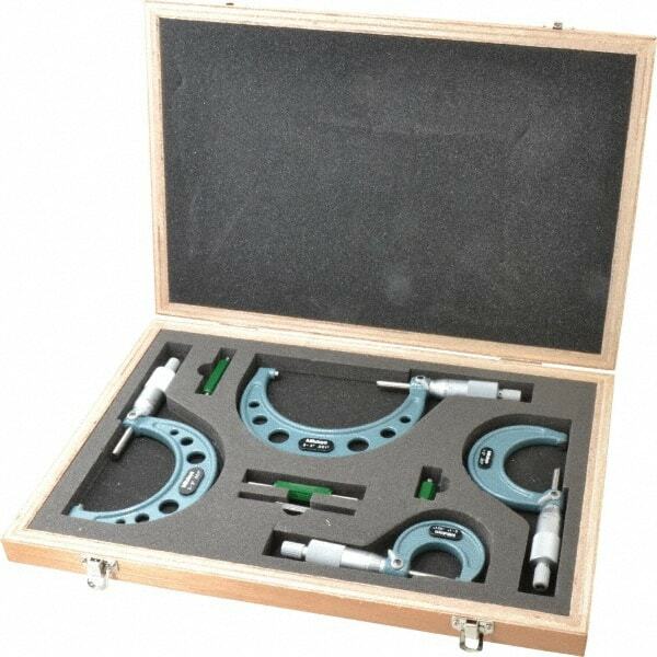 Mitutoyo 103-930 Outside Micrometer Set, 0-4" Range, 4 Piece Set