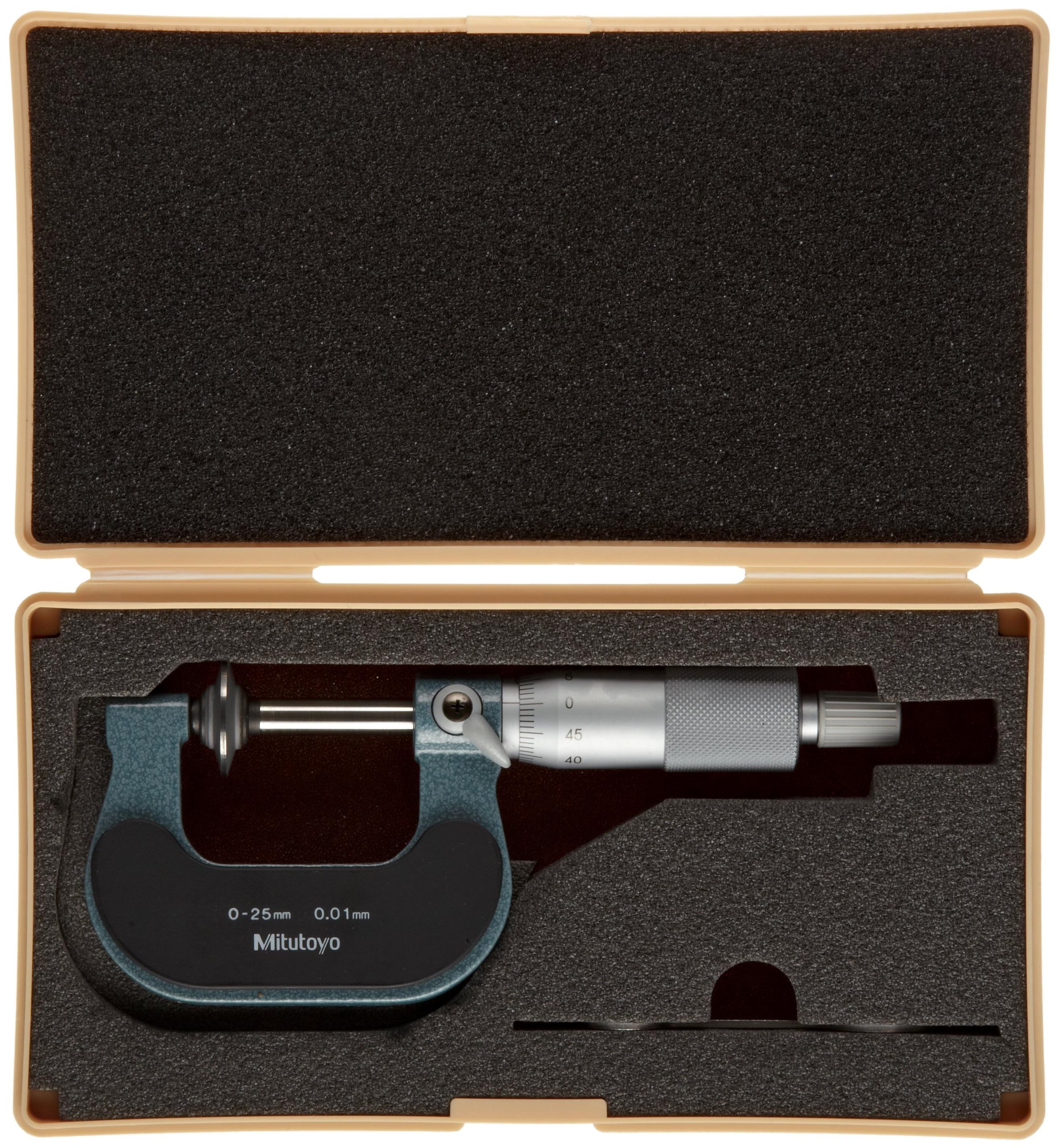 Mitutoyo 123-113 Disc Micrometer with carbide tips, 0 to 25 mm