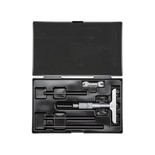 Mitutoyo 129-115 Depth Micrometer with Interchangeable Rods, 0 to 100 mm Range, 101.6 x 16 mm Base
